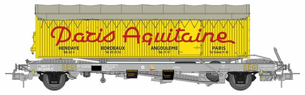 REE Modeles WB-227 - French KANGOUROU Container Car Era III + Trailer PARIS-AQUITAINE